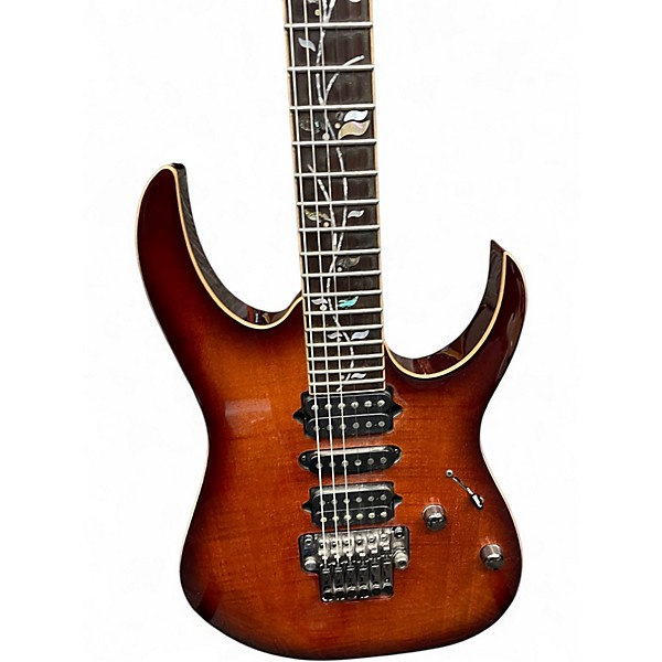 Used Ibanez RG8570Z J CUSTOM Brown Sunburst Solid Body Electric Guitar