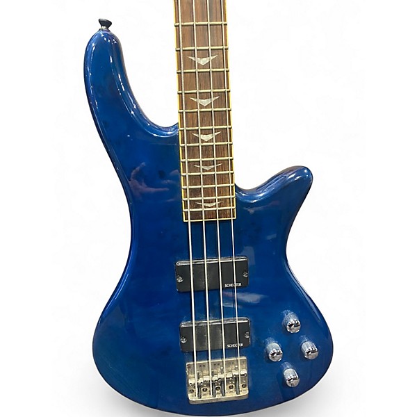 Used Schecter Guitar Research Stiletto Extreme 4 String Blue Electric Bass Guitar
