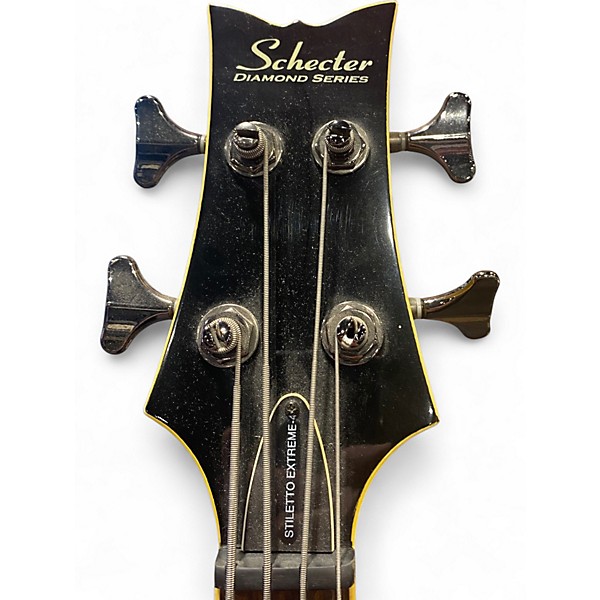 Used Schecter Guitar Research Stiletto Extreme 4 String Blue Electric Bass Guitar