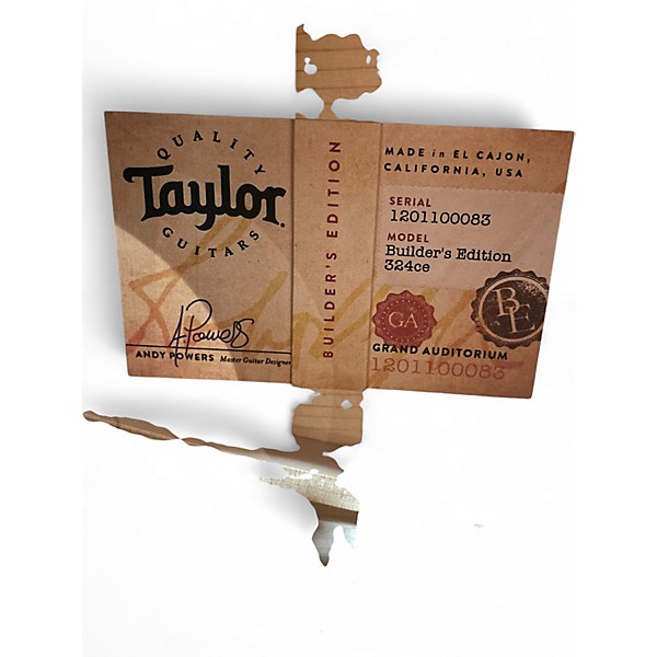 Used Taylor Builder's Edition 324CE Tobacco Burst Acoustic Electric Guitar