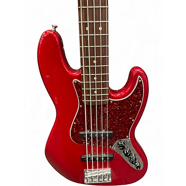 Used Fender Standard Jazz Bass V 5 String Candy Apple Red Electric Bass Guitar