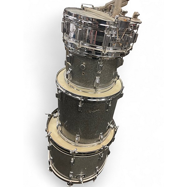 Used 1960s Roger 4 Piece Holiday Outfit Silver Sparkle Drum Kit