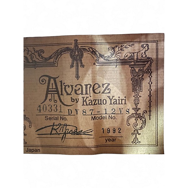 Used Alvarez DY87-12VS Violin Sunburst 12 String Acoustic Electric Guitar