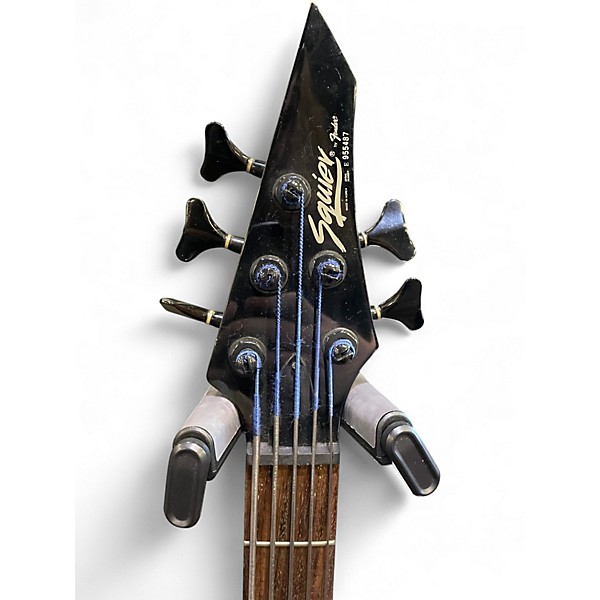 Used 1980s Squier 5 String Blue Electric Bass Guitar
