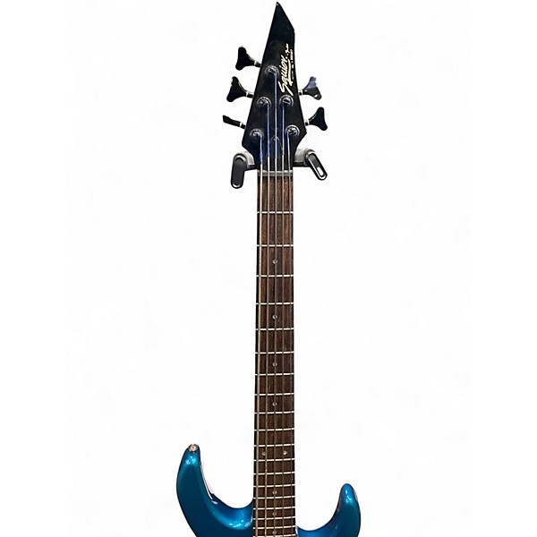 Used 1980s Squier 5 String Blue Electric Bass Guitar