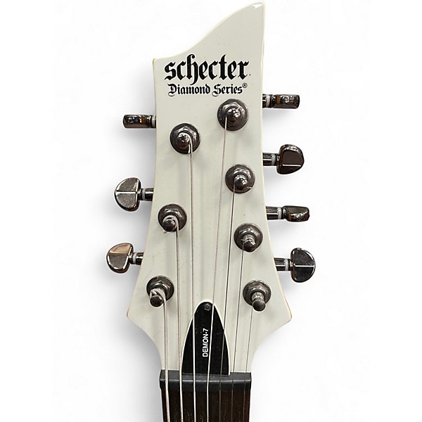 Used Schecter Guitar Research Demon 7 String Vintage White Solid Body Electric Guitar