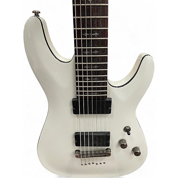 Used Schecter Guitar Research Demon 7 String Vintage White Solid Body Electric Guitar