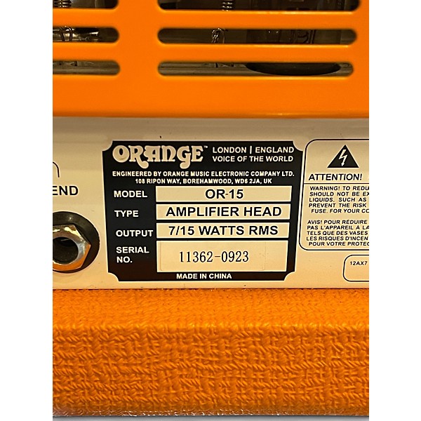 Used Orange Amplifiers OR15H 15W Tube Guitar Amp Head