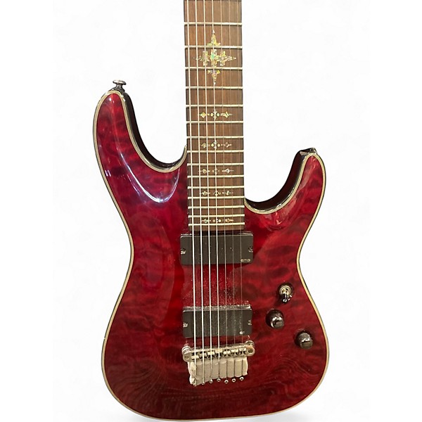 Used 2012 Schecter Guitar Research Damien Elite 7 RED Solid Body Electric Guitar
