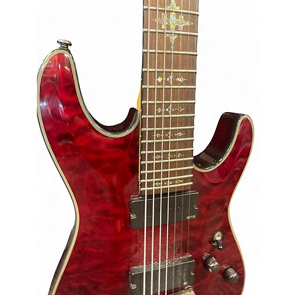 Used 2012 Schecter Guitar Research Damien Elite 7 RED Solid Body Electric Guitar
