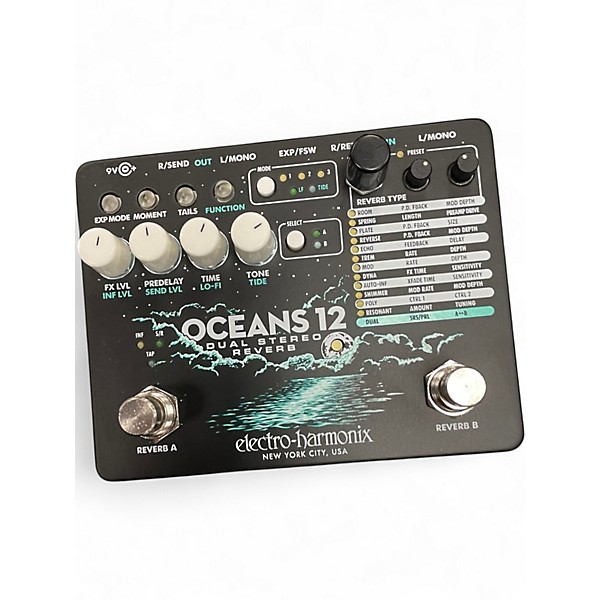 Used Electro-Harmonix OCEANS 12 DUAL STEREO REVERB Effect Pedal