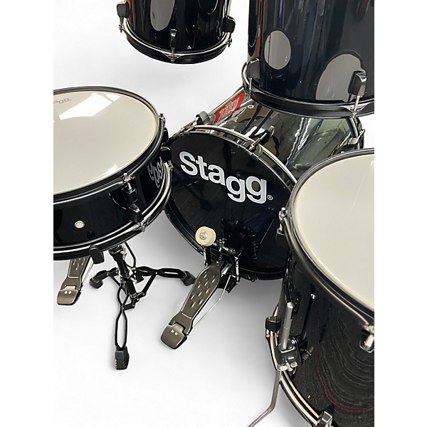 Used Stagg 5 Piece TIM120B Black Drum Kit