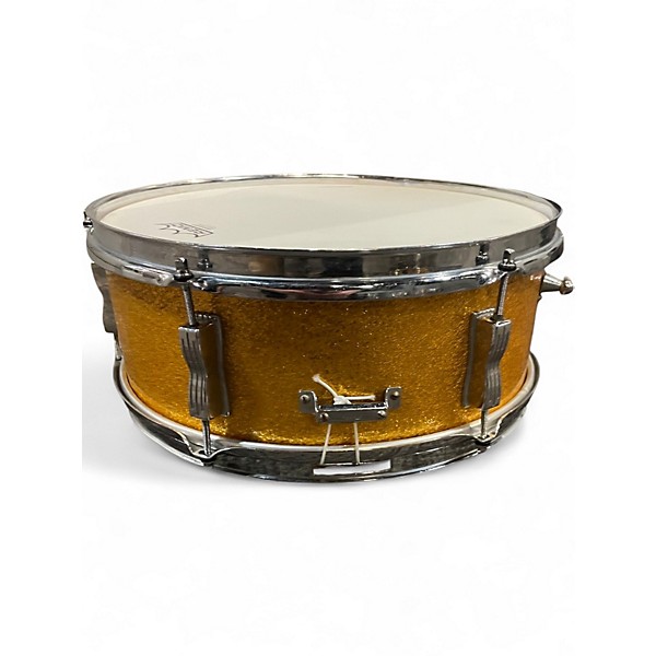 Vintage 1960s Ludwig 5X14 Classic Jazz Festival Snare Gold Sparkle Drum