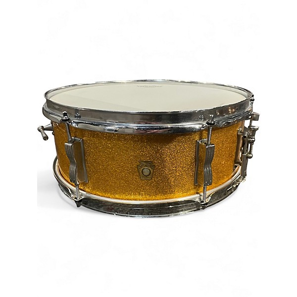Vintage 1960s Ludwig 5X14 Classic Jazz Festival Snare Gold Sparkle Drum