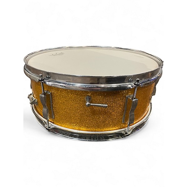 Vintage 1960s Ludwig 5X14 Classic Jazz Festival Snare Gold Sparkle Drum