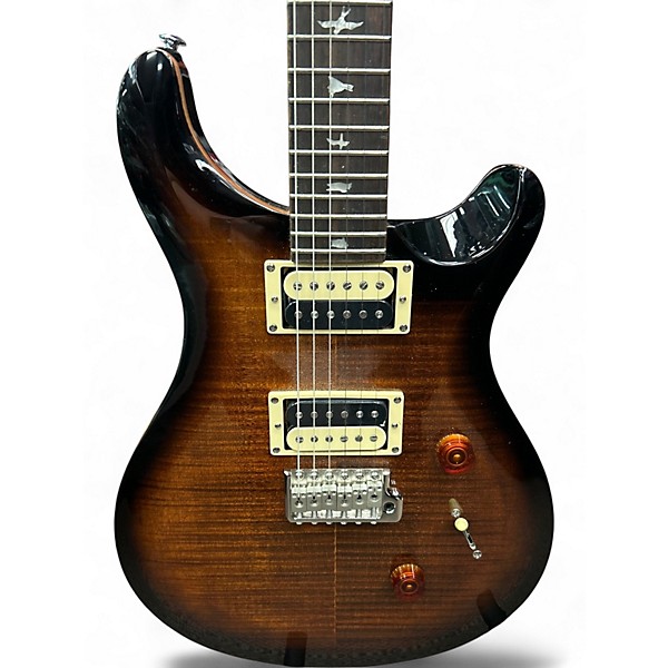 Used PRS SE Custom 24 Black Gold Sunburst Solid Body Electric Guitar