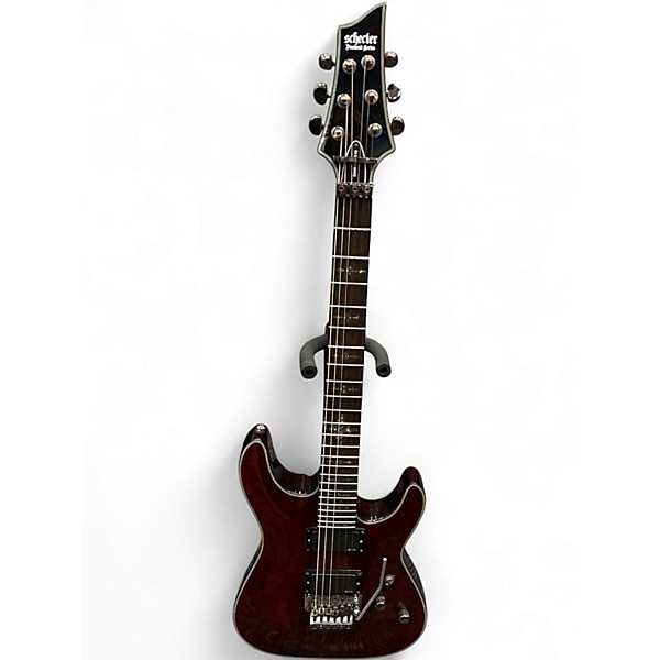 Used Schecter Guitar Research Damien Elite 6 Floyd Rose RED Solid Body Electric Guitar