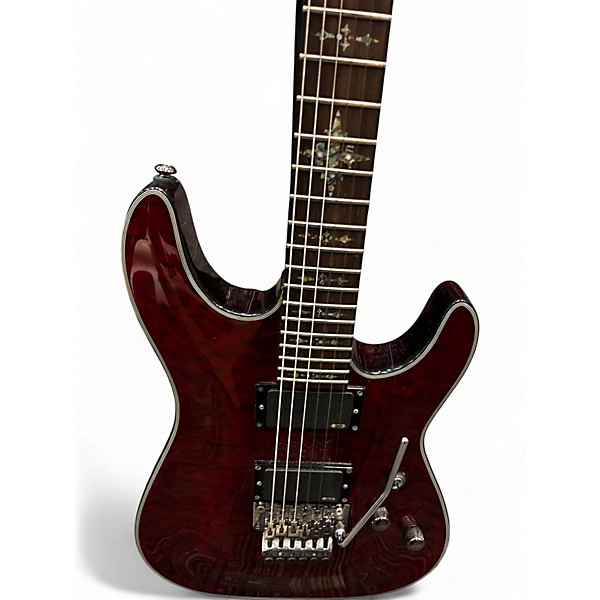 Used Schecter Guitar Research Damien Elite 6 Floyd Rose RED Solid Body Electric Guitar