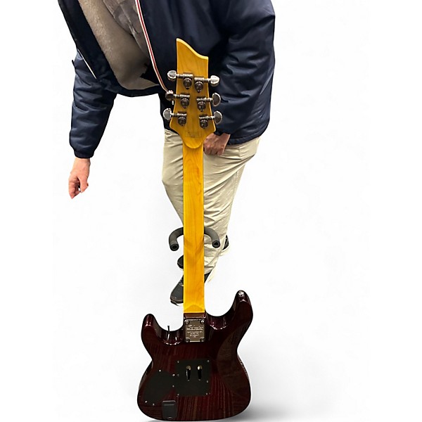 Used Schecter Guitar Research Damien Elite 6 Floyd Rose RED Solid Body Electric Guitar