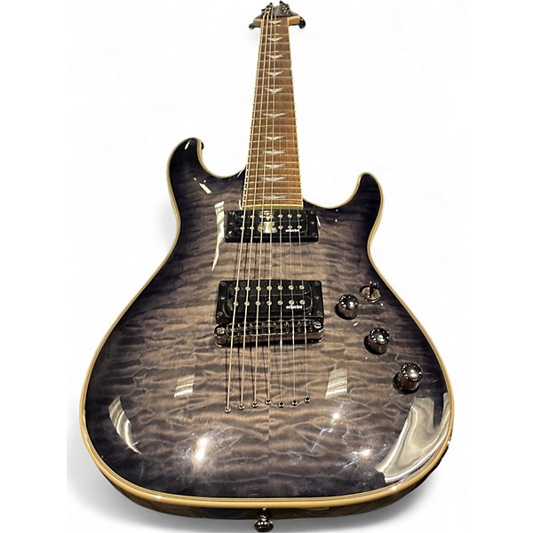 Used Schecter Guitar Research Omen Extreme 7 Transparent Black Solid Body Electric Guitar
