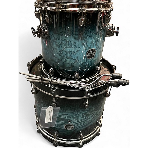 Used Mapex 4 Piece Saturn IV EXOTIC DEEP WATER ASH BURLE Drum Kit