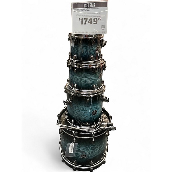 Used Mapex 4 Piece Saturn IV EXOTIC DEEP WATER ASH BURLE Drum Kit