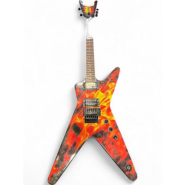 Used Dean ML DIME-O-FLAME FLAMES Solid Body Electric Guitar