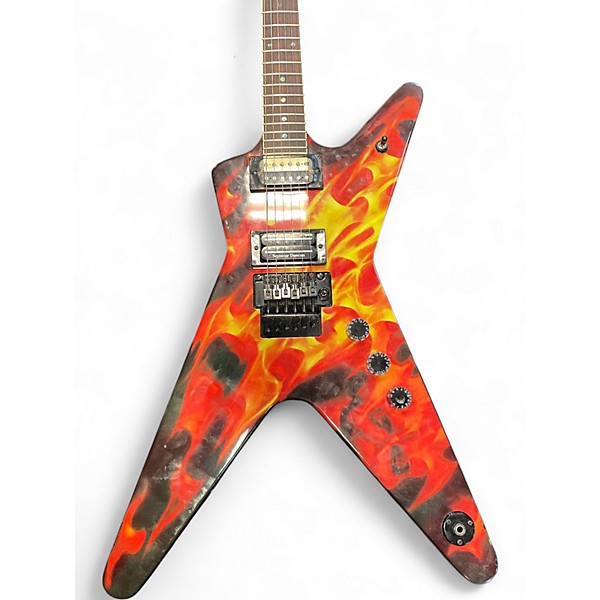 Used Dean ML DIME-O-FLAME FLAMES Solid Body Electric Guitar