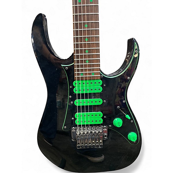 Used Ibanez UV70 Universe Steve Vai Signature 7 String BLACK and GREEN Solid Body Electric Guitar