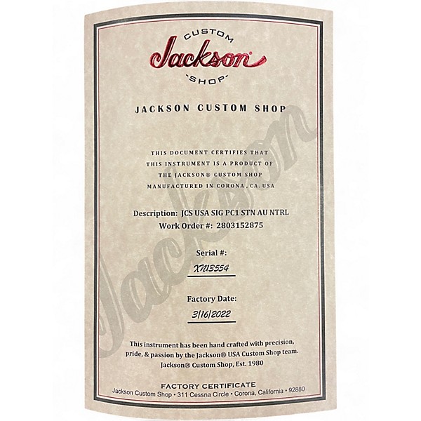 Used 2022 Jackson USA Signature Phil CollenPC1 Natural Solid Body Electric Guitar