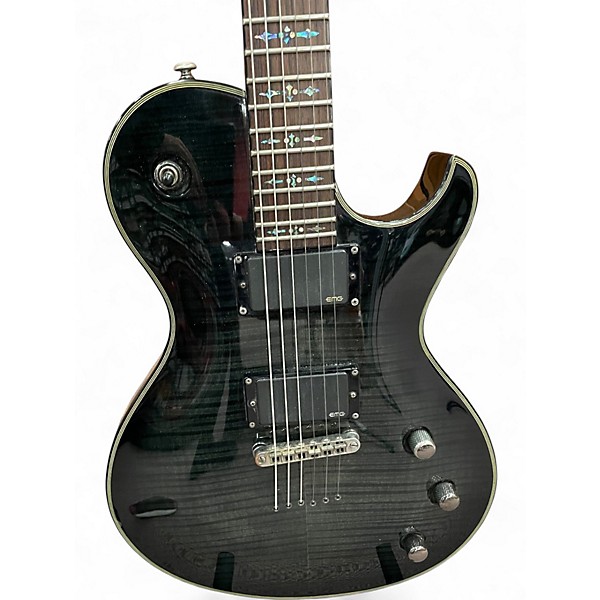 Used Schecter Guitar Research Damien Elite Solo Trans Black Solid Body Electric Guitar