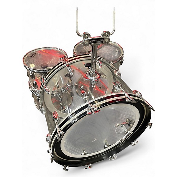 Vintage 1970s Ludwig 4 Piece Vistalite Clear Drum Kit