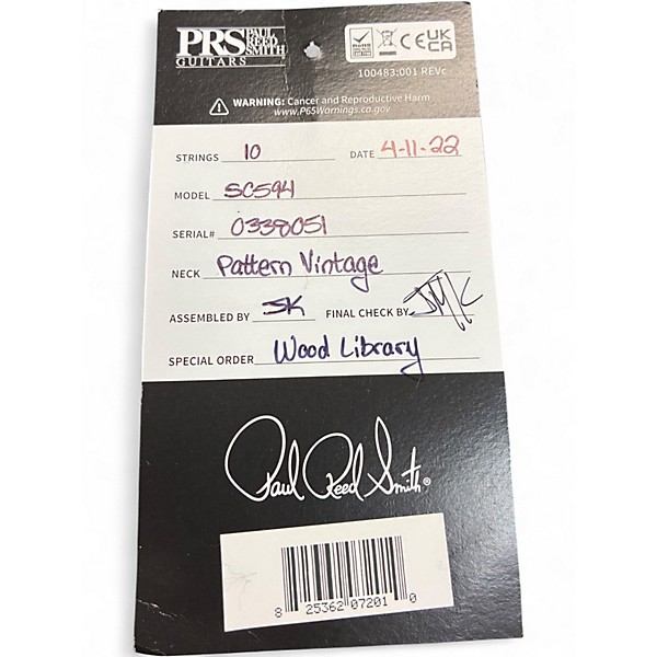Used 2022 PRS Wood Library McCarty 594 Singlecut 10 Top Charcoal Purple Burst Solid Body Electric Guitar