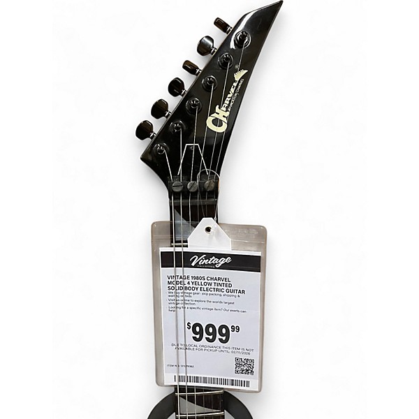 Vintage 1980s Charvel Model 4 Yellow Tinted Solid Body Electric Guitar