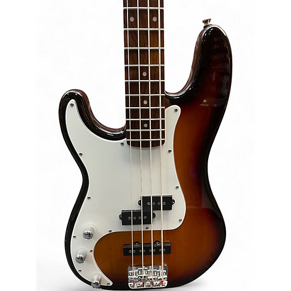 Used Fender Squire PJ Special Left Handed 3 Tone Sunburst Electric Bass Guitar