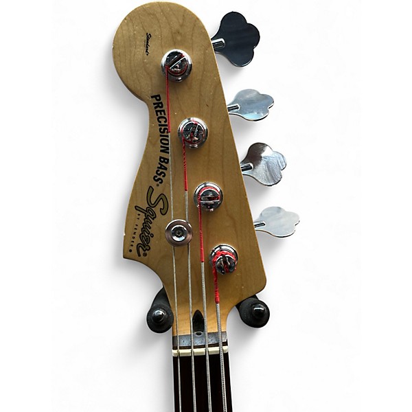 Used Fender Squire PJ Special Left Handed 3 Tone Sunburst Electric Bass Guitar