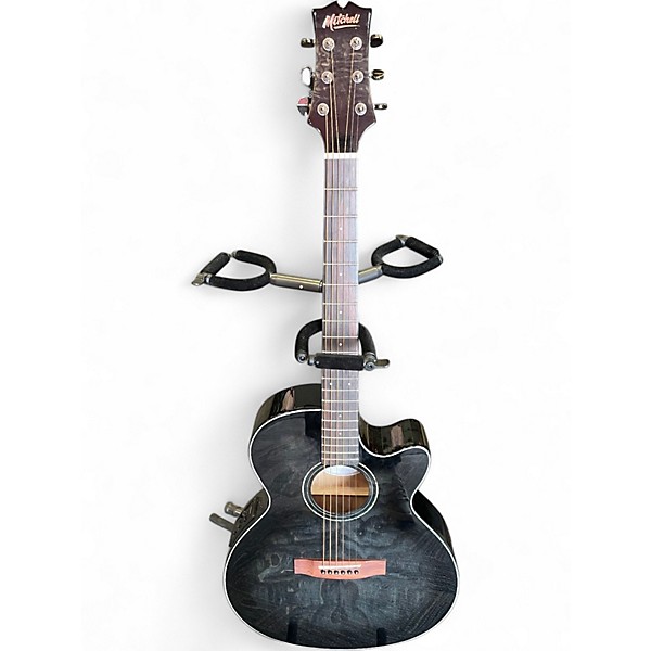 Used Mitchell MX430QAB Trans Black Acoustic Electric Guitar