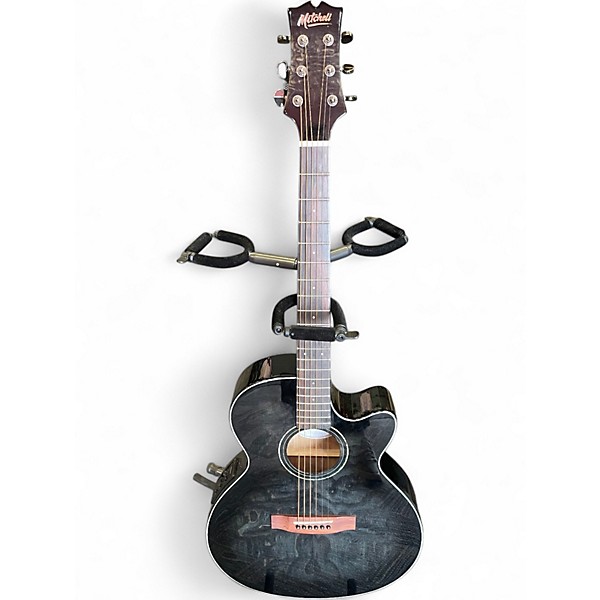 Used Mitchell MX430QAB Trans Black Acoustic Electric Guitar
