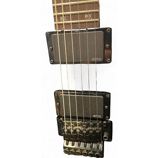 Used ESP LTD KH DEMONOLOGY BLACK W/ WHITE RUNES Solid Body Electric Guitar