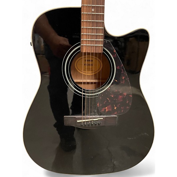 Used Yamaha FX335C Black Acoustic Electric Guitar