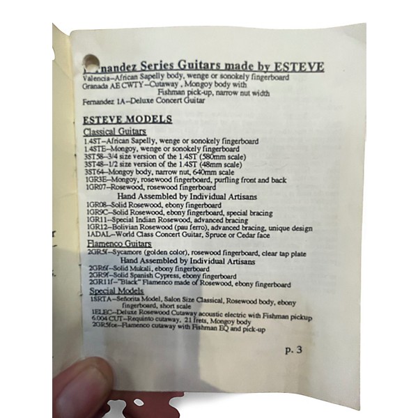 Used 2000 ESTEVE 1GR3E Natural Classical Acoustic Guitar