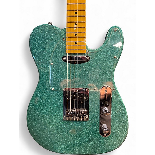 Used Leo Jaymz Popcaster Blue Green Sparkle Solid Body Electric Guitar