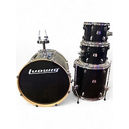 Used Ludwig 4 Piece ELEMENT EVOLUTION Black Sparkle Drum Kit
