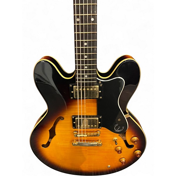 Used Epiphone Dot Deluxe Flametop Tobacco Burst Hollow Body Electric Guitar