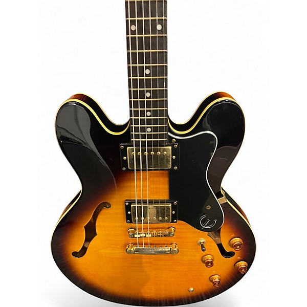 Used Epiphone Dot Deluxe Flametop Tobacco Burst Hollow Body Electric Guitar