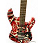 Used EVH Striped Series Frankie Red with Black and White Stripes Solid Body Electric Guitar