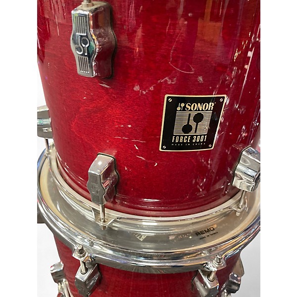 Used SONOR 5 Piece force 3001 red Drum Kit