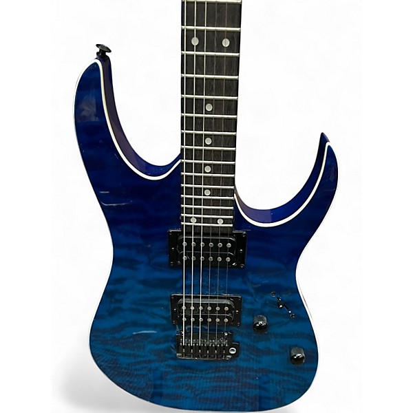 Used Ibanez GRG120QASP Trans Blue Solid Body Electric Guitar
