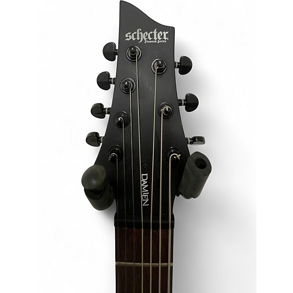 Used Schecter Guitar Research Damien 7 String Black Solid Body Electric Guitar