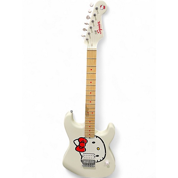 Used 2025 Squier Hello Kitty Stratocaster Single Humbucker White Arctic White Solid Body Electric Guitar